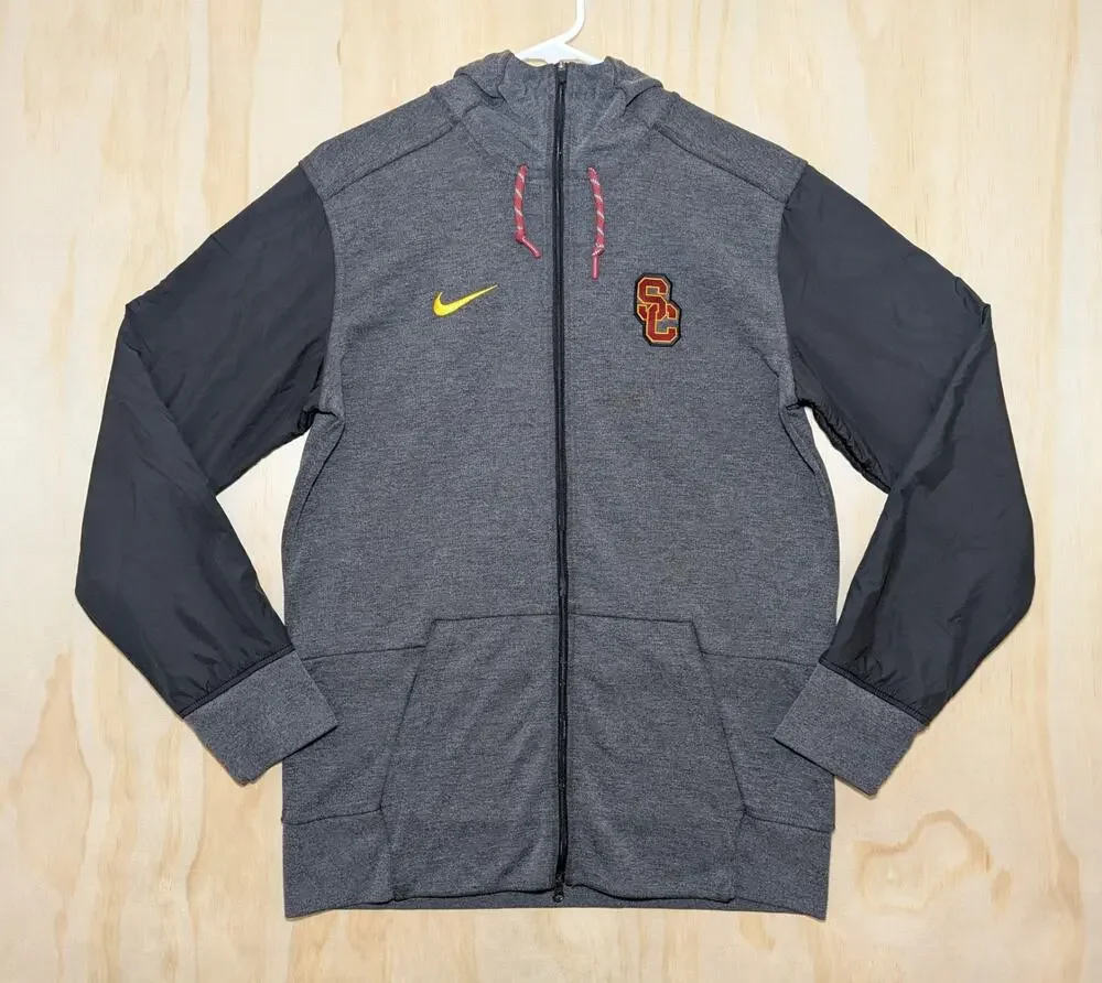 Nike Men's Medium USC Trojans Jacket Grey Full Zip Hoodie TEAM ISSUE